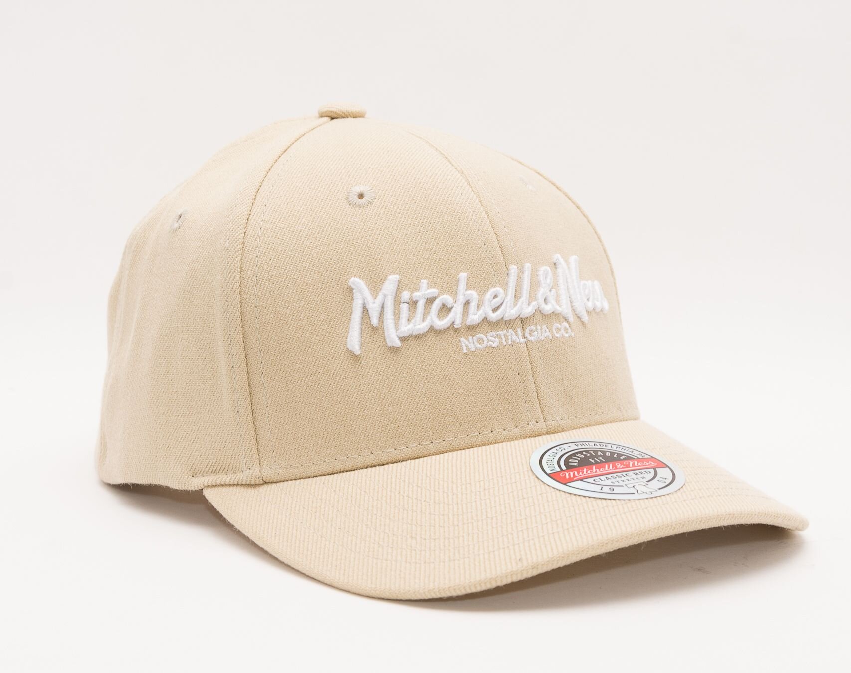 Red Classic Cap Mitchell Branded Ness & Wheat Pinscript - Snapbacks