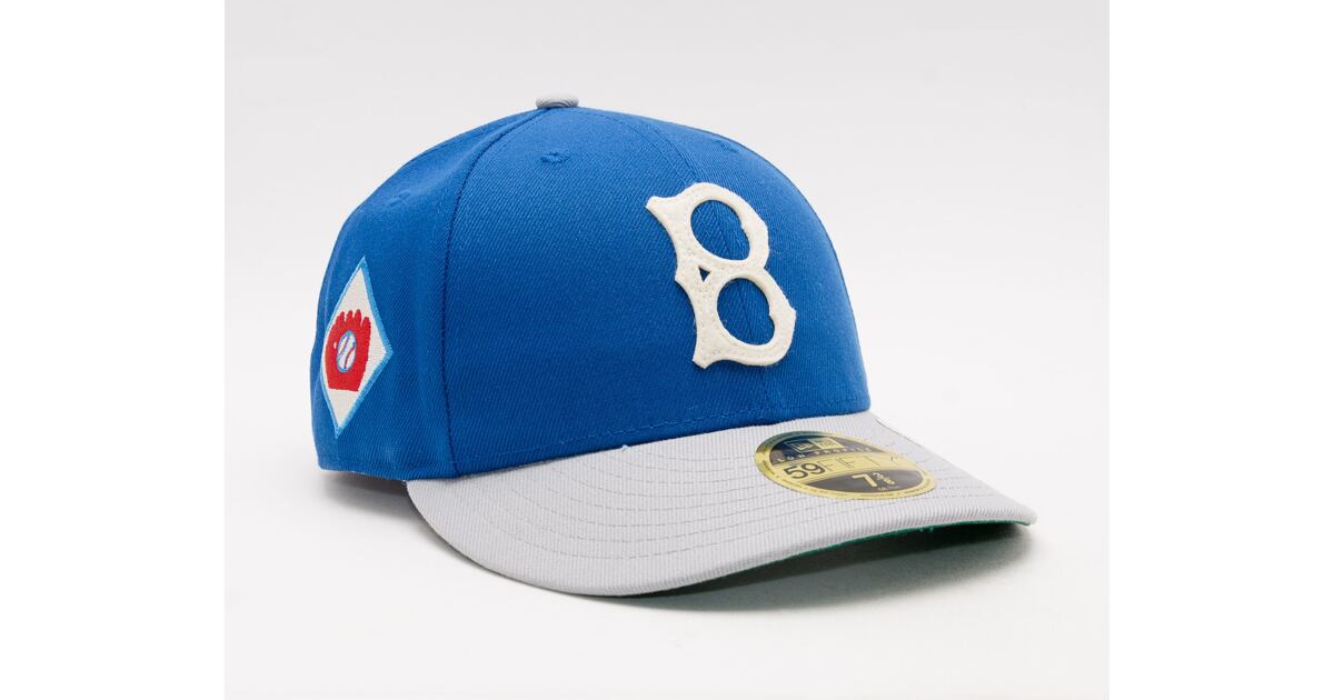 New Era 59FIFTY Low Profile MLB Cooperstown Brooklyn Dodgers Fitted Bright Royal Grey Cap Snapbacks