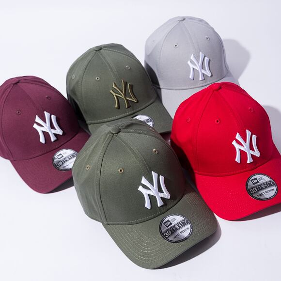 New Era League Basic New York Yankees Grey/White 39THIRTY Stretchfit Cap