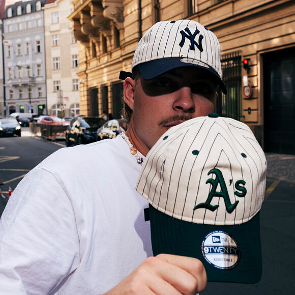 Kšiltovka New Era - MLB Pinstripe 9TWENTY - Oakland Athletics - Dark Green