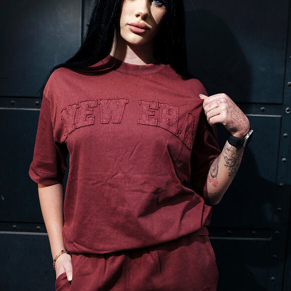 Tee New Era - Branded Washed Oversized Tee - Burgundy