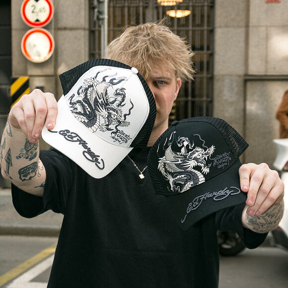 Cap Ed Hardy - Mono Giant Dragon Twill Front Mesh Trucker - Black/Black