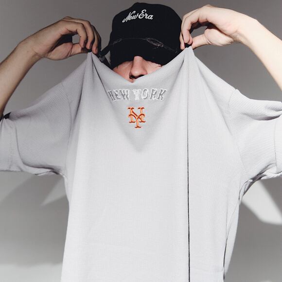Tee New Era - MLB Waffle Box Tee - NY Mets - Grey