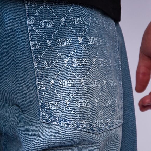 Kalhoty Karl Kani - Og Aop Back Pocket Relaxed Baggy - medium blue