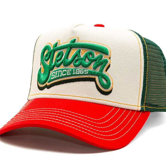 Děstká Kšiltovka Stetson - Trucker Cap Lettering  - Red/Offwhite