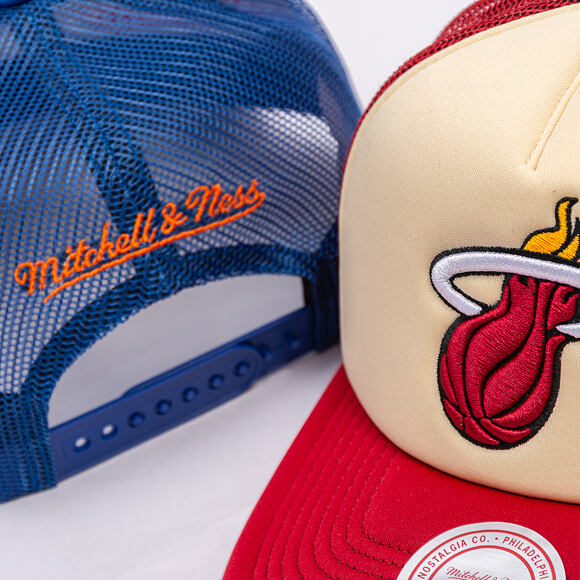 Kšiltovka Mitchell & Ness - NBA Vintage Block Trucker - Miami Heat - Cream
