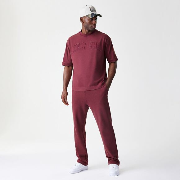 Pants New Era - Branded Washed Straight Sweatpants - Burgundy