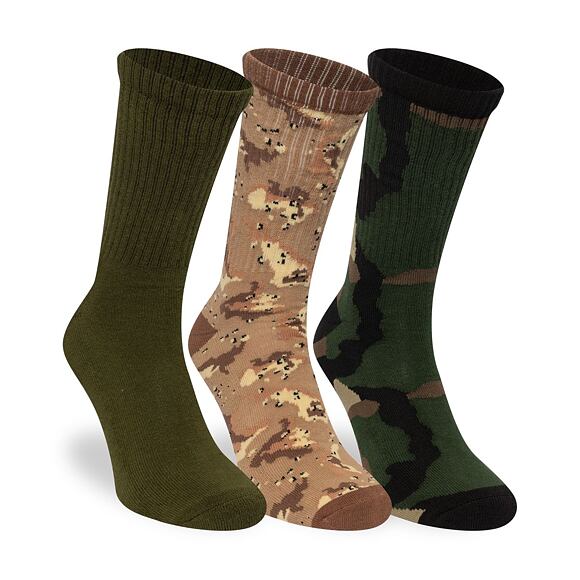 Socks New Era - Camo Crew Socks 3pk - Olive