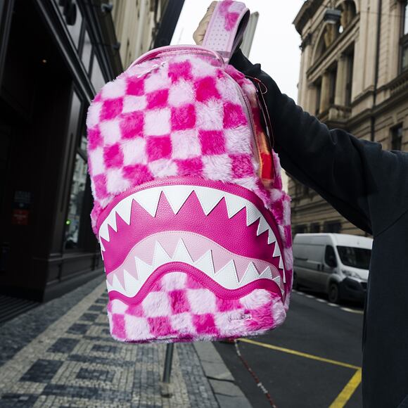 Sprayground Pink Fur Check Backpack