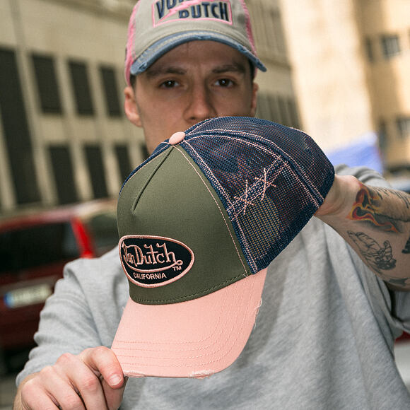 Cap Von Dutch - Trucker - Limited Olive/Pink/Distressed Denim