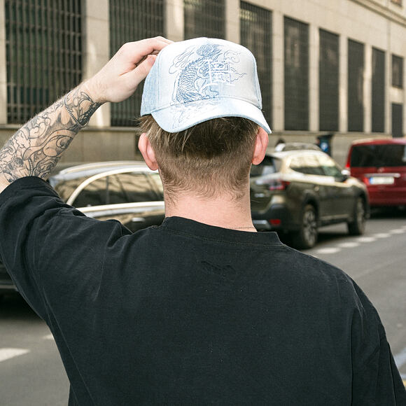 Cap Ed Hardy - Crawling Dragon Wash Denim 5 Panel Cap - Bleach