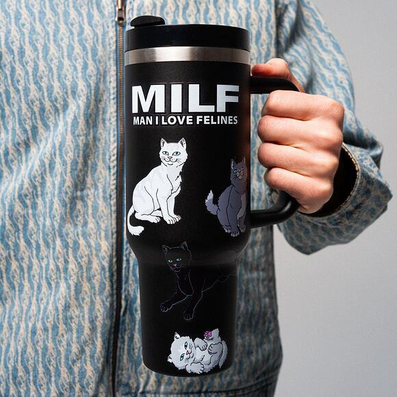 Bottle Rip N Dip - Man I Love Felines Big Ol Cup Tumbler Black