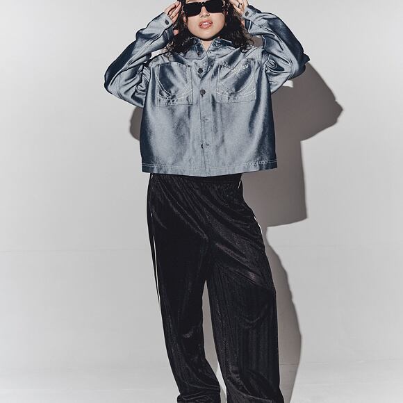 Kani Jeans Cropped Silver Denim Jacket
