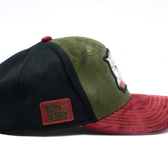 Cap Capslab - Tom & Jerry Trucker - Best Buddies Suede - Olive / Burgundy