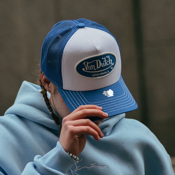 Von Dutch Boston Trucker Cotton Twill White/Blue Cap