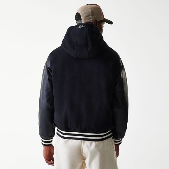 Bunda New Era - Hooded Varsity Jacket - Black