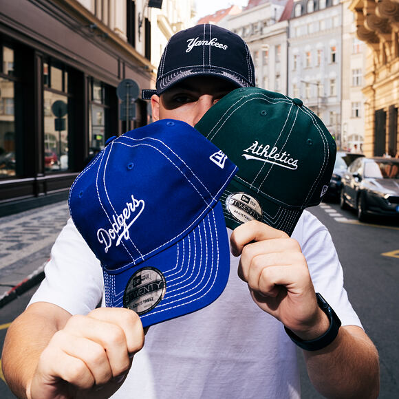 Kšiltovka New Era - MLB Contrast Stitch 9TWENTY - Oakland Athletics - Dark Green / White