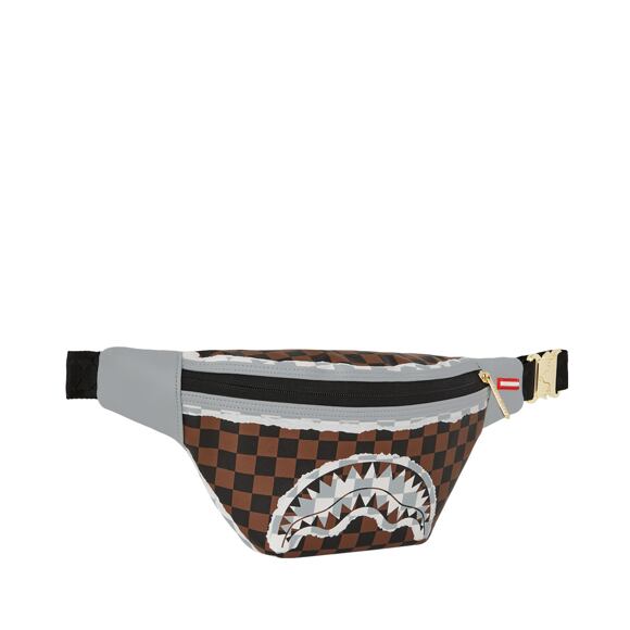 Sprayground Cream And Brown Tear Check Savvy Crossbody