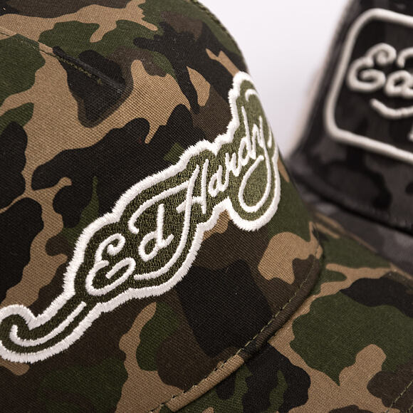 Cap Ed Hardy - Embroidery Applique Cord 5 Panel Trucker Cap