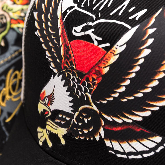Cap Ed Hardy - Unisex Soaring Eagle Ed Hardy Script 5 Panel Cap - Black/Blue Wash