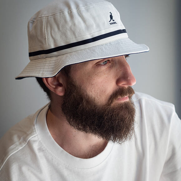 Kangol Stripe Lahinch K4012SP-WH103 White Bucket Hat - Snapbacks