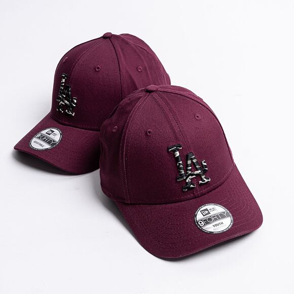 New Era 9FORTY MLB Wild Camo Los Angeles Dodgers Maroon Kids Cap