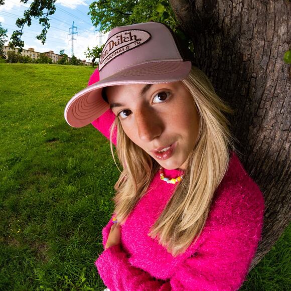 Von Dutch Cary Trucker Satin Lt.Pink/Brown Cap