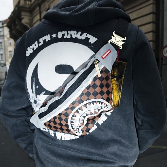 Sprayground Cream And Brown Tear Check Savvy Crossbody