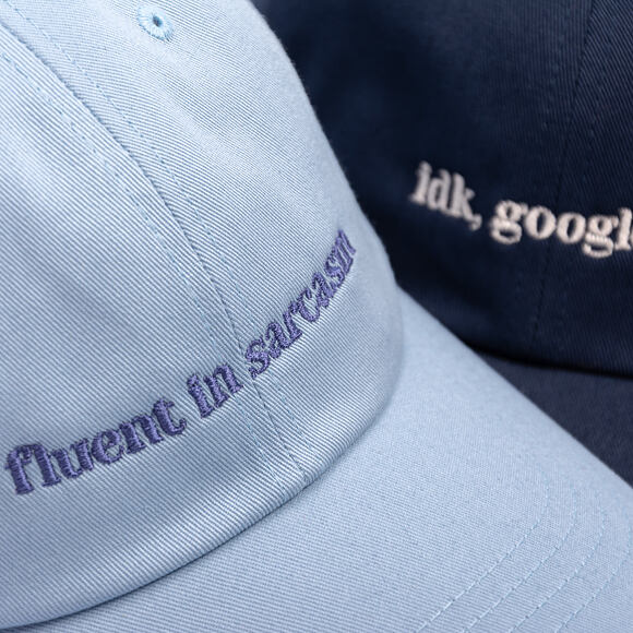 8by8 Dadcap - "fluent in sarcasm" - Baby Blue/Lavender