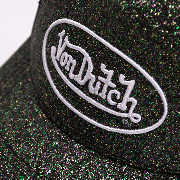 Cap Von Dutch - Glitter Oval Logo Trucker - Green Glitter / Black