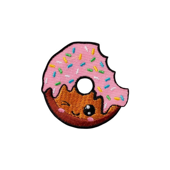 Patch Monoquick - Donut s růžovou polevou 4,5 x 4,5 cm