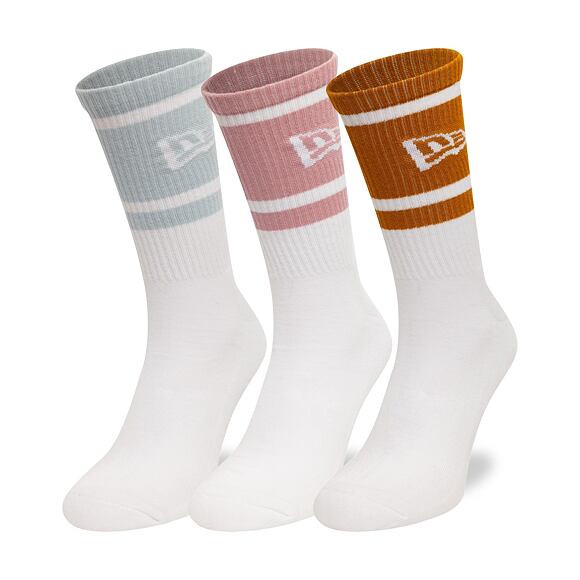 Ponožky New Era - Stripe Crew 3Pack - White