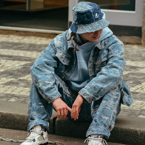 Kalhoty Karl Kani - Og K Distress Camo Five Pocket Denim - medium blue