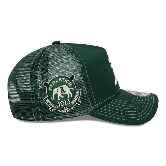 Kšiltovka New Era - MLB Contrast Stitch WS Retro 9FORTY Trucker - Oakland Athletics - Dark Green