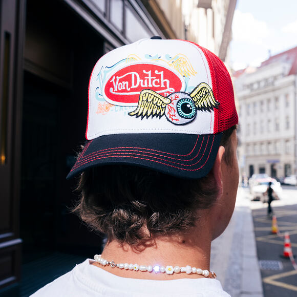 Kšiltovka Von Dutch - Trucker - Patches - White/Red