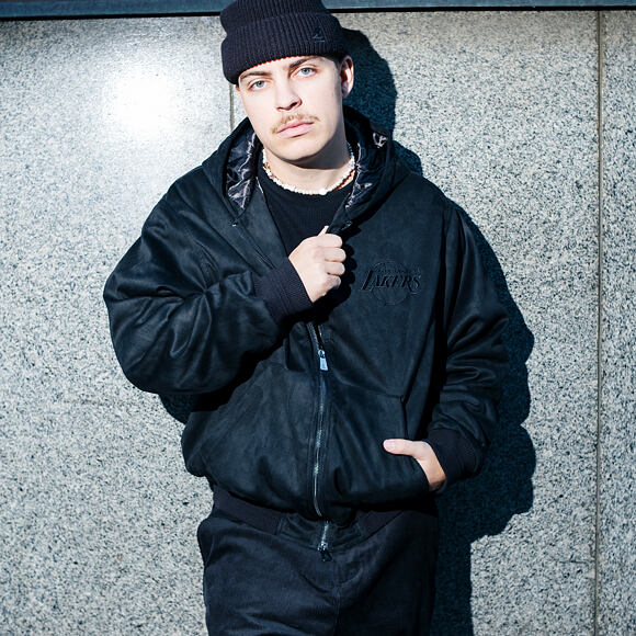 Jacket New Era - NBA Suede Hooded Jacket - LA LAkers - Black