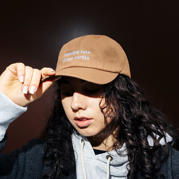 8by8 Dadcap - "running late is my cardio" - Brown/Sky Blue