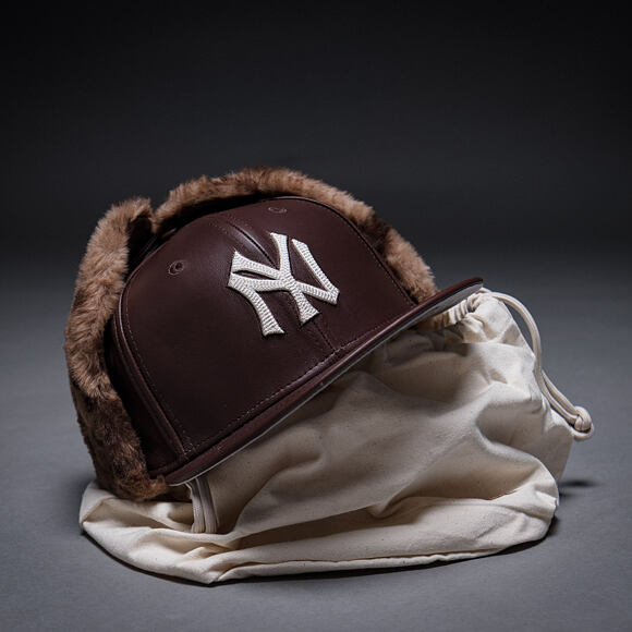 Cap New Era - MLB IMAGE DROP Leather Dog-Ear 59FIFTY - NY Yankees - Deep Auburn