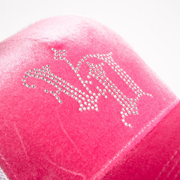 Womens Cap Von Dutch - Baseball - Velvet Rhinestone Logo - White / Pink