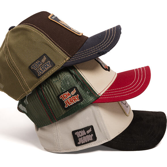 Cap Capslab - Tom & Jerry Trucker - Tom Line Art Suede Visor - Off White / Black
