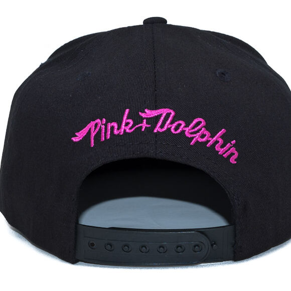 Pink Dolphin Wave Black Snapback Cap