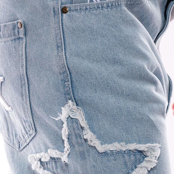 Jeans Karl Kani OG Baggy Five Pocket Paintsplatter Denim Bleached blue/white