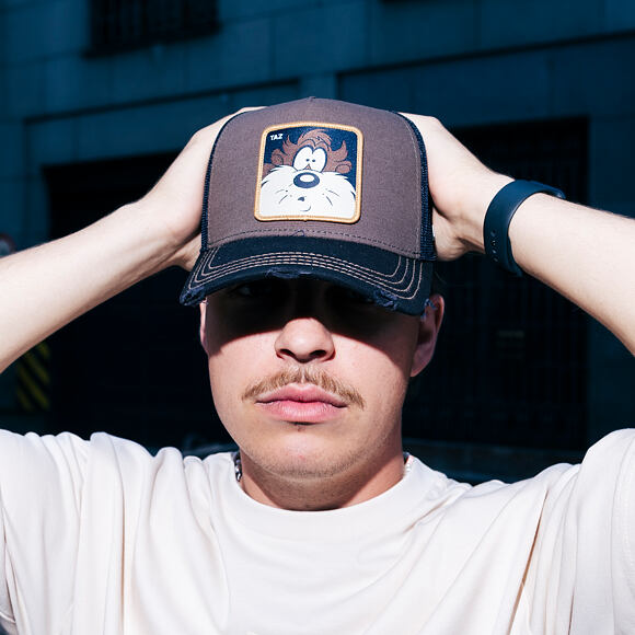 Kšiltovka Capslab - Looney Tunes Trucker - Distress Taz - Black /Brown