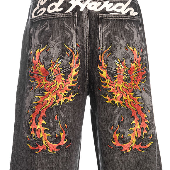 Pants Ed Hardy - Embroidered Angel Xxtra Fit Jeans - Distressed Black Wash