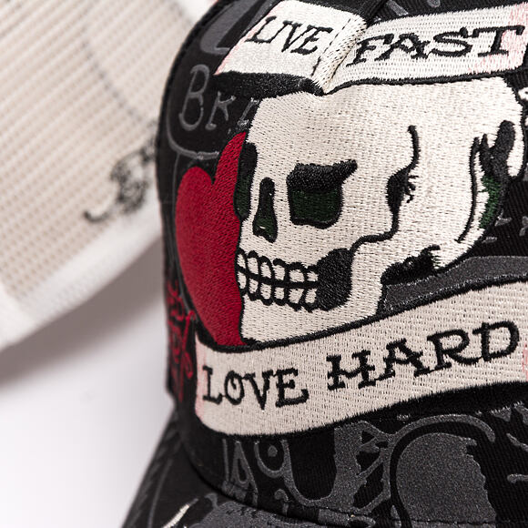 Cap Ed Hardy - Unisex Live Fast Love Hard 5 Panel Trucker Cap - Black