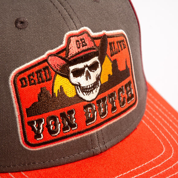 Cap Von Dutch - Dead Or Alive Skull Patch Premium Semi Curve - Red / Grey / Orange