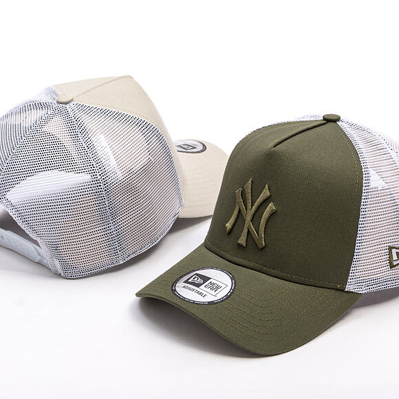 Kšiltovka New Era - MLB League Essential 9FORTY Trucker - NY Yankees - New Olive
