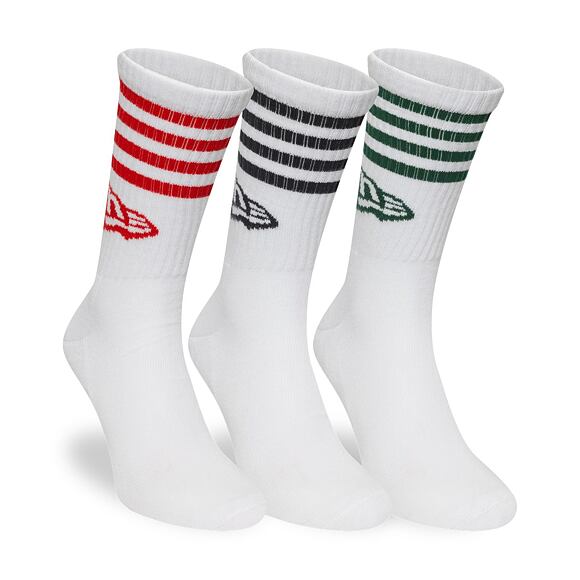 Socks New Era - Stripe Crew Socks 3pk - White