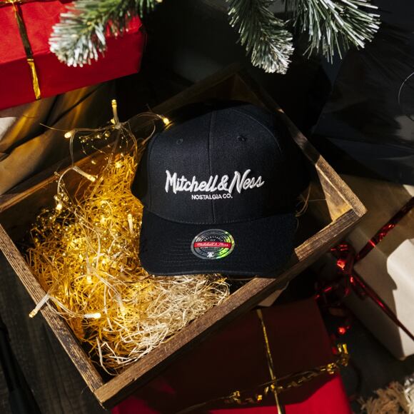 Mitchell & Ness Pinscript Redline Snapback Branded Black / White Cap