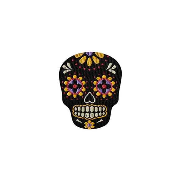 Patch Monoquick - Lebka Los Muertos černo-žlutá 3,6 x 3 cm
